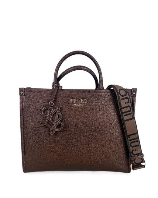 Liu Jo Brown Logo-Plaque Tote Bag