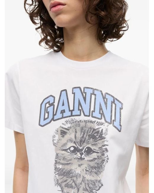 Ganni T-Shirt With Print in White | Lyst