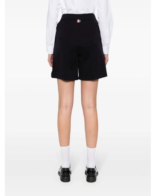 Thom Browne Black Name-Tag Ribbed Shorts