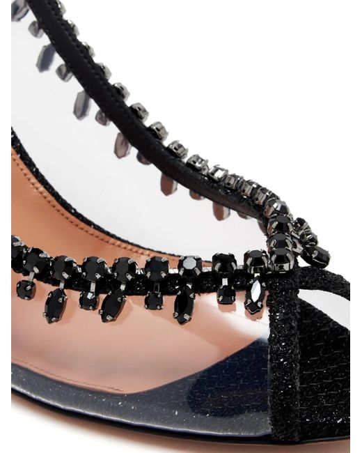 Aquazzura Black 75Mm Temptation Crystal Pumps