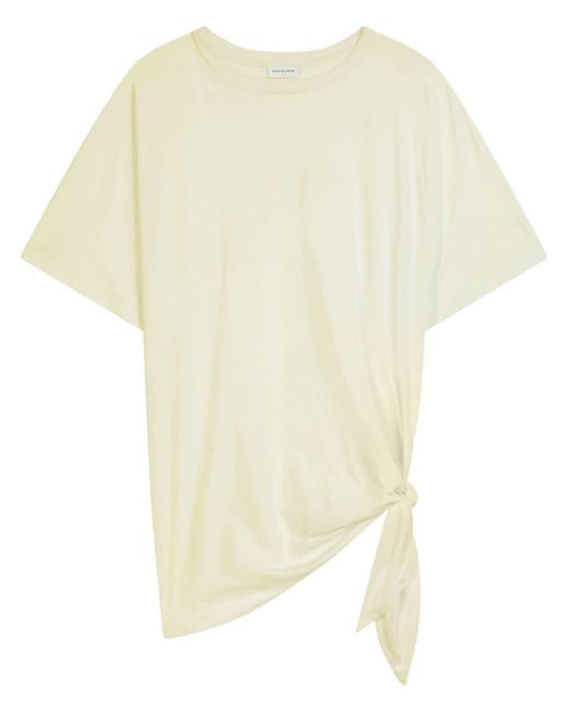 Dries Van Noten T-shirt Met Geknoopt Detail in het White