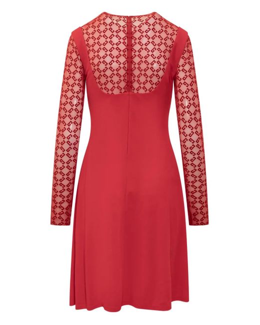Givenchy Red Monogram-Pattern Midi Dress