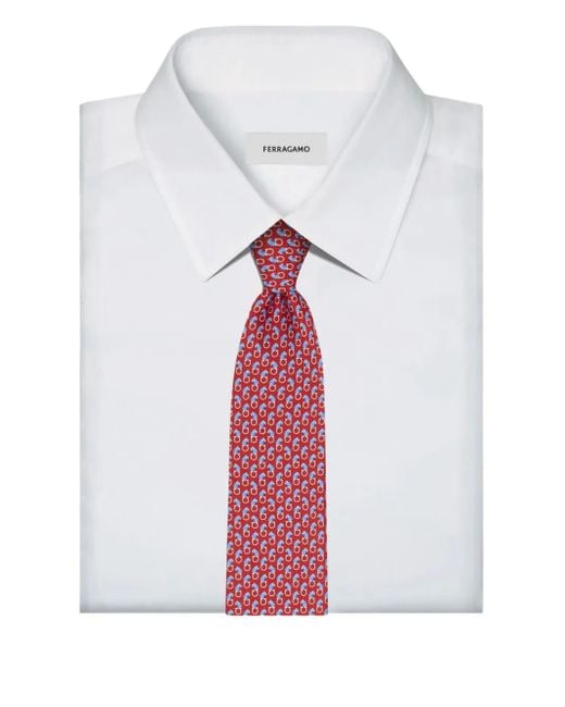 Cravatta A Fantasia di Ferragamo in Red da Uomo