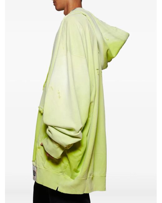 Maison Mihara Yasuhiro Green Distressed Zip-Up Hoodie for men