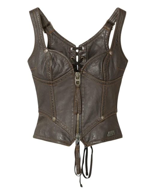 Miss Sixty Gray Leather Top