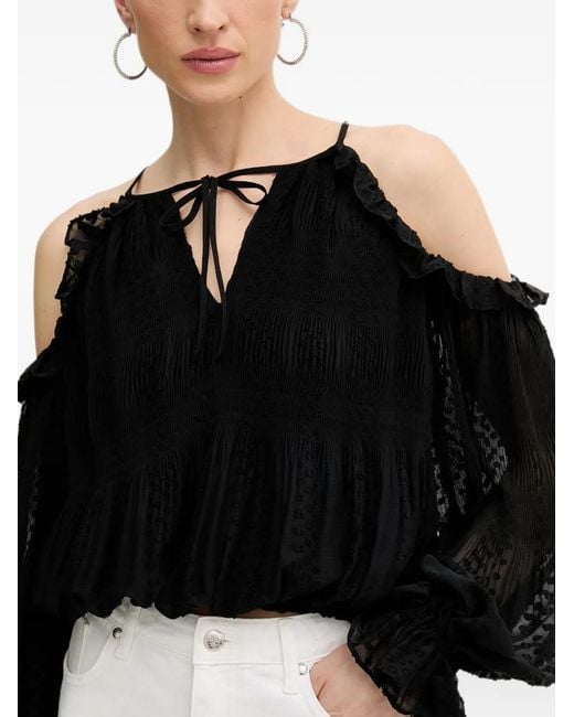 Guess Black Blouse À Découpes Sur Les Épaules