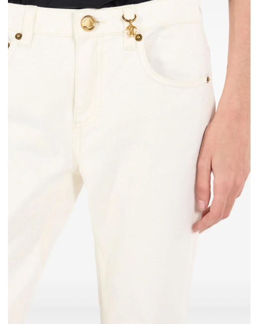 Roberto Cavalli White Python-Print Jeans