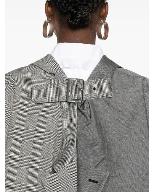Comme des Garçons Gray Plaid-Pattern Blazer