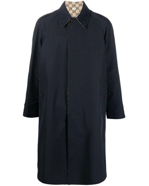 Gucci Blue Reversible Collared Coat for men