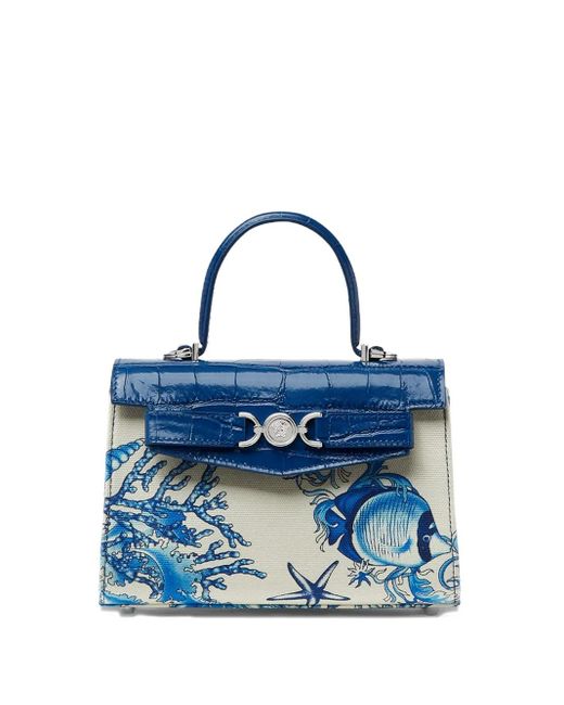Versace Blue Small Underwater Barocco Medusa '95 Handbag