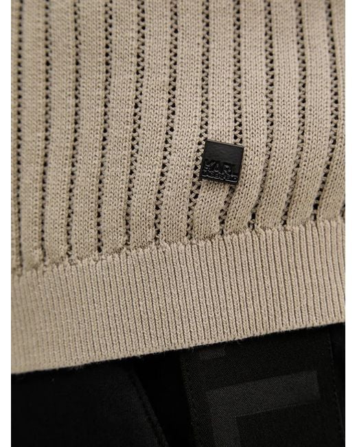 Karl Lagerfeld Gray Ribbed-Knit T-Shirt for men