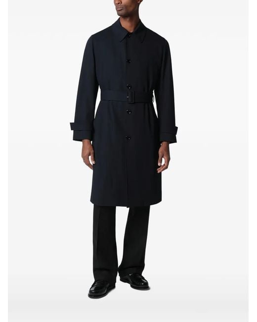 Lardini Blue Belted Trench Coat for men