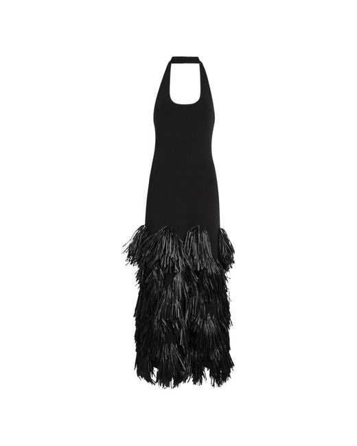 Aje. Black Elva Fringed-Detail Maxi Dress