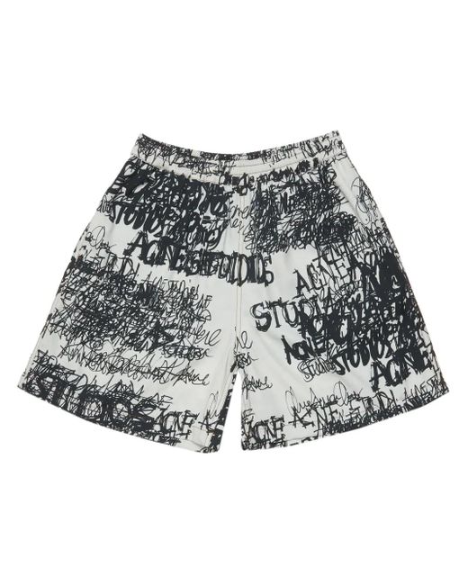 Acne Gray Abstract Pattern Print Shorts for men