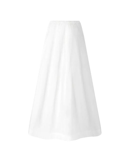 Pinko White A-Line Cotton Midi Skirt