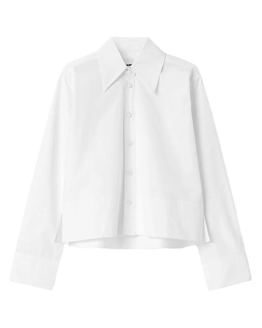 Jil Sander White Übergrößen-Kragen Baumwollhemd