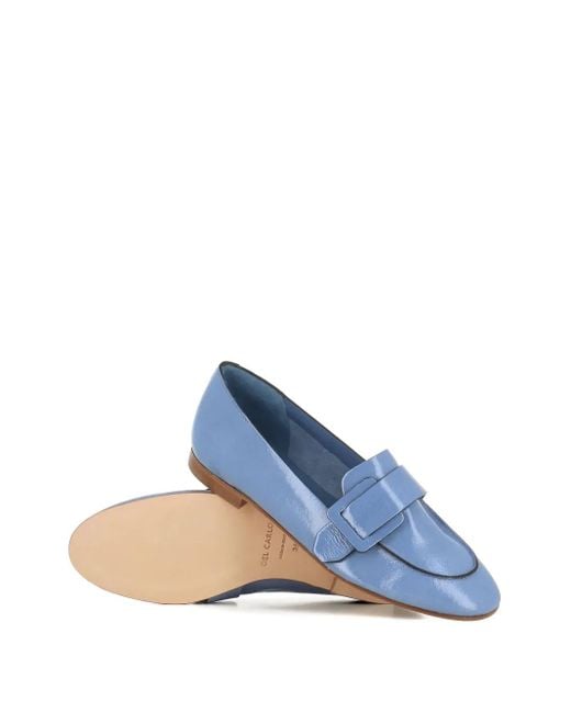 Roberto Del Carlo Blue Buckle-Strap Loafers