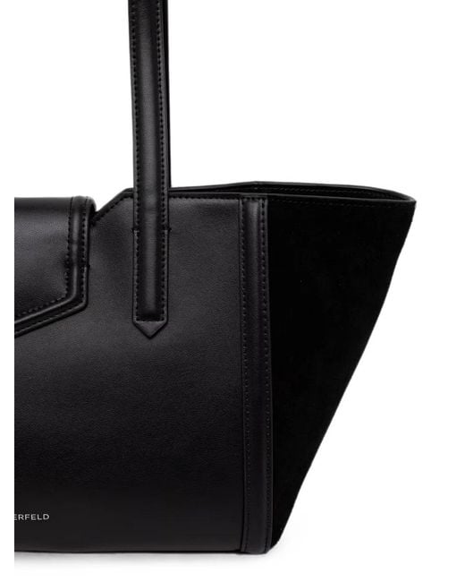 Karl Lagerfeld Black Logo-Plaque Panelled Tote Bag