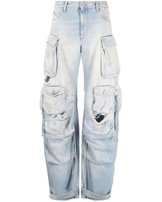 The Attico Blue Fern Distressed-Jeans