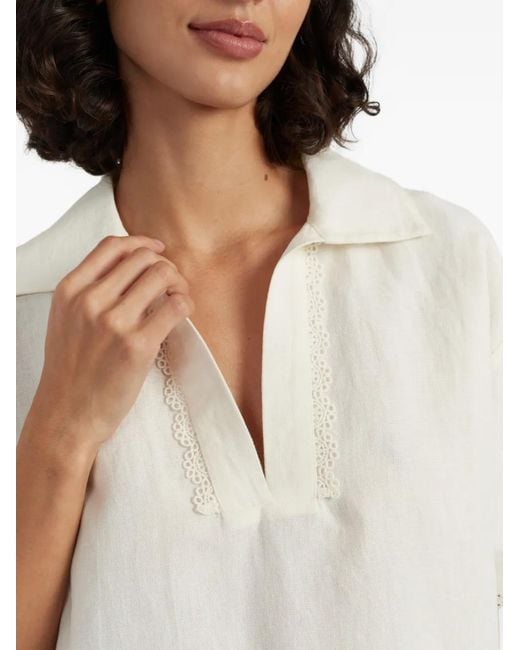 Chinti & Parker White Scallop-Trim Mini Dress