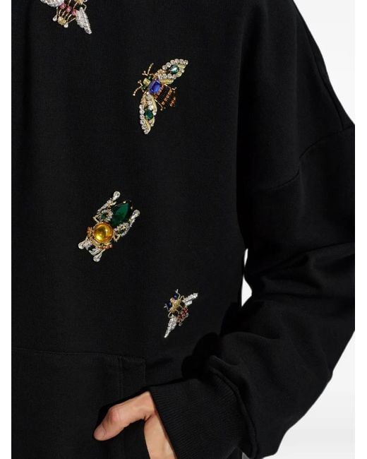 Balmain Black Appliqué-Embellished Cotton Hoodie for men