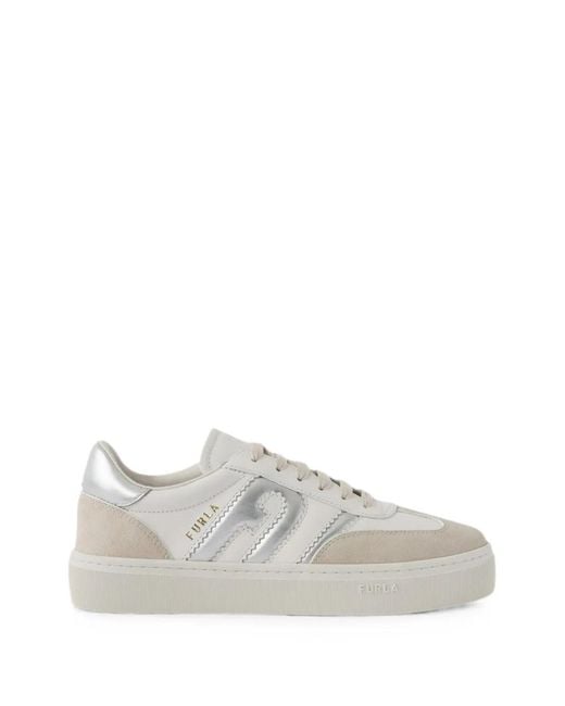 Furla White Allegra Leather Sneakers