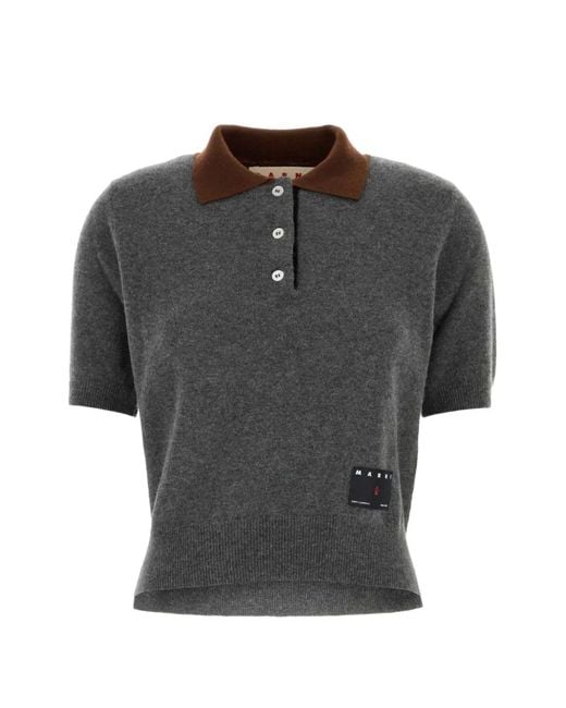 Marni Gray Cashmere Polo Shirt