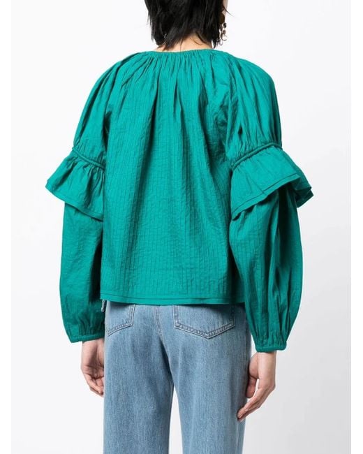 Blusa Con Maniche A Palloncino di Ulla Johnson in Blue