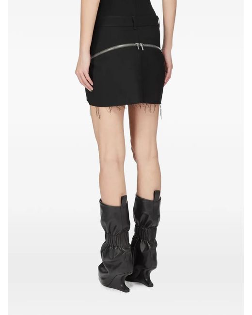 Rick Owens Black Bolan Banana Mini Frayed-Hem Skirt