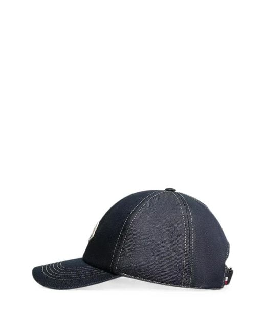 Moncler Blue Denim Logo-Patch Baseball Cap for men