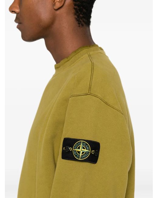 Stone Island Green Logo-Patch Sweatshirt for men