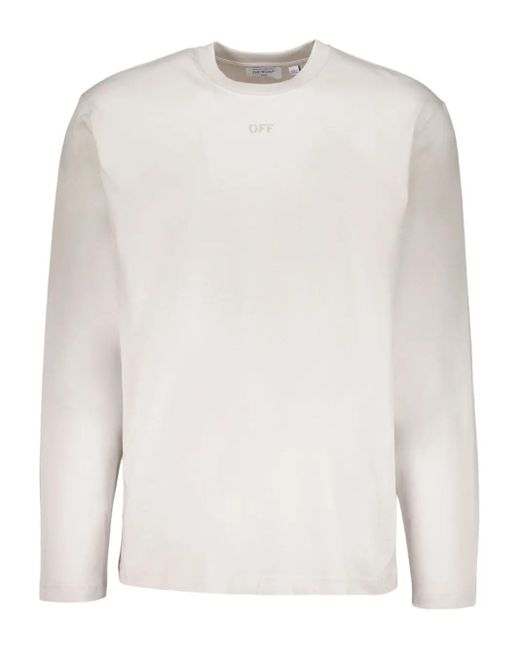 Off-White c/o Virgil Abloh White Long-Sleeve Round-Neck T-Shirt for men