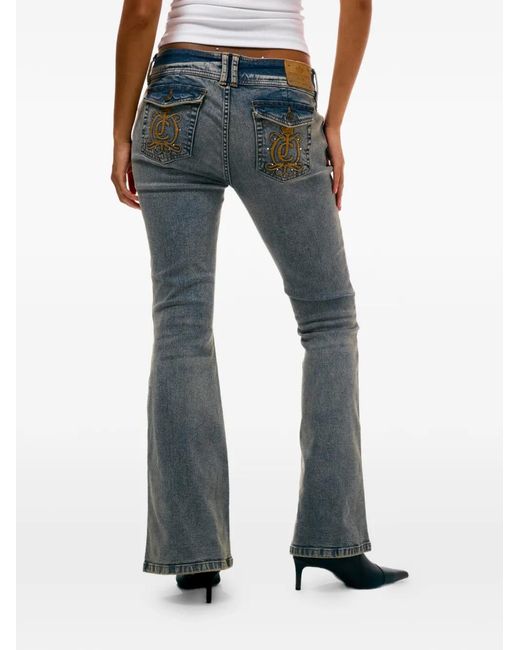 Juicy Couture Blue Embroidered Flared Jeans