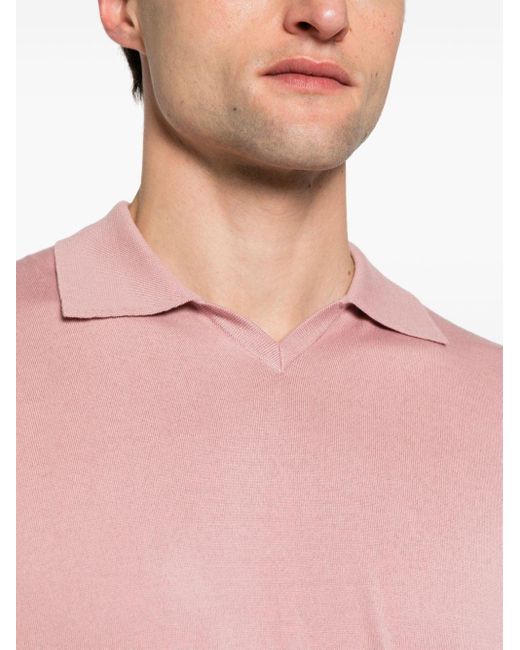 Brunello Cucinelli Pink Fine-knit Cotton Polo Shirt for men