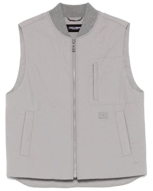 Dolce & Gabbana Gray Logo-Patch Gilet for men