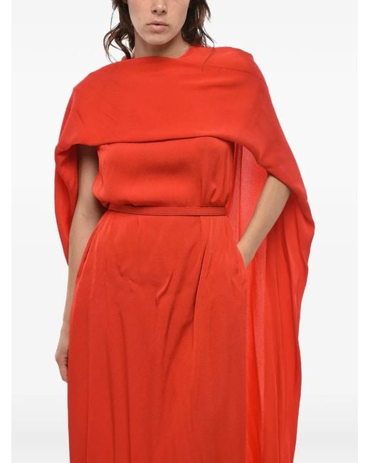 Stella McCartney Red Sleeveless Belted-Waist Maxi Dress