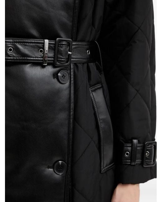 Guess Black Quilted Belted Coat