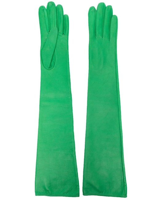 Manokhi Elbow-length Leather Gloves in Green | Lyst