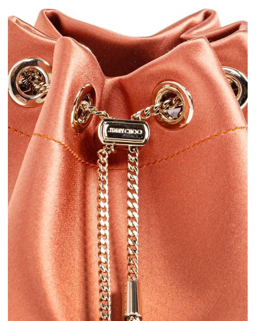 Jimmy Choo Orange Bon Bon Satin Bag With Metal Handle