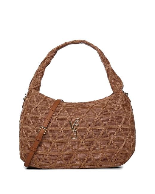 V73 Brown Textured Shoulder Bag