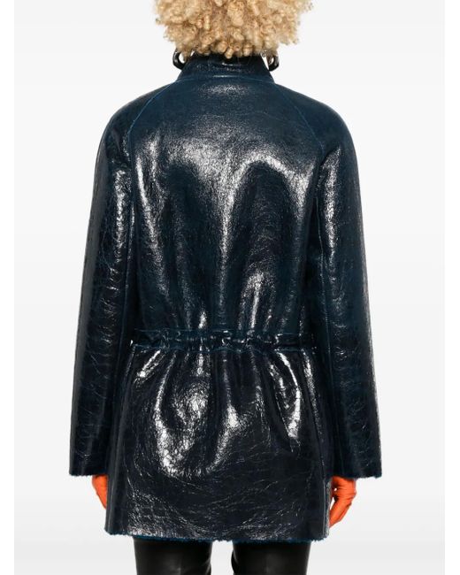 Fendi Blue Leather Coat