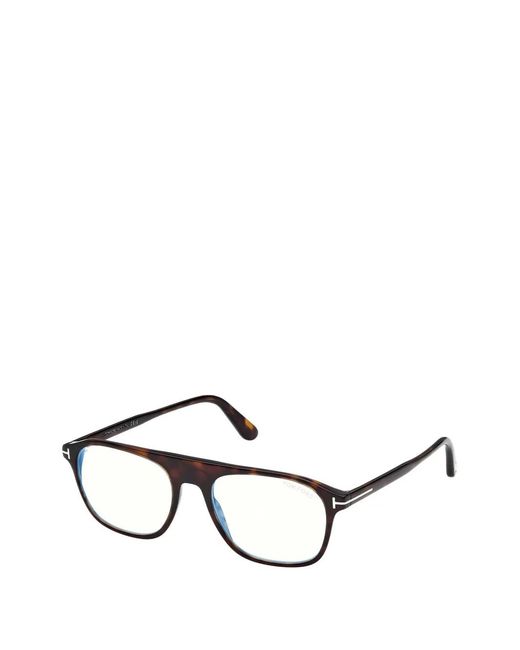 Tom Ford Black Tortoiseshell-Effect Pilot Glasses for men