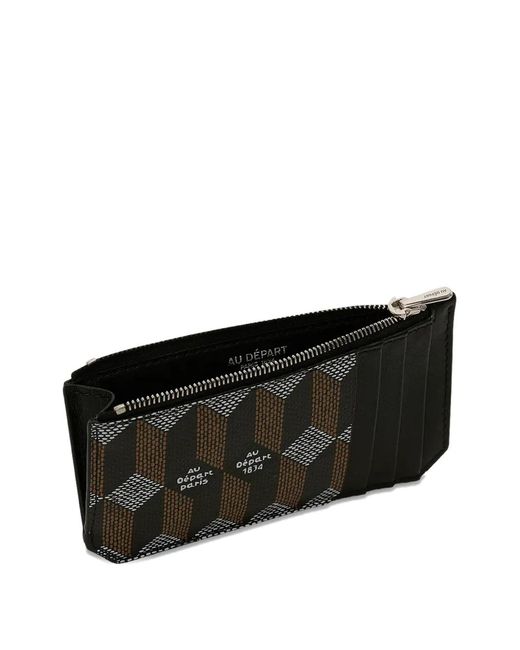 AU DEPART Black Geometric-Pattern Cardholder