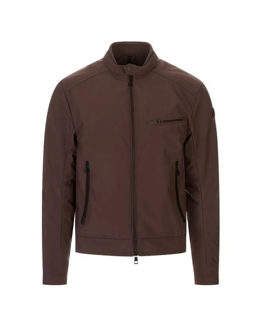 Moncler Brown Zip-Up Biker Jacket for men