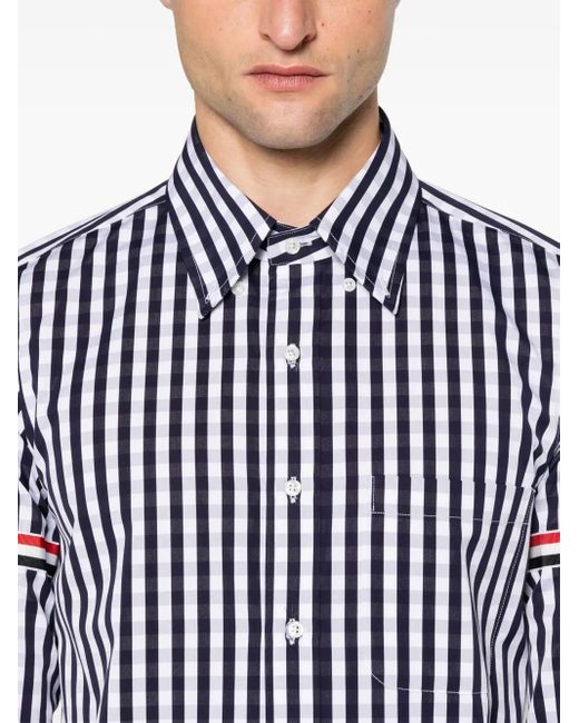 Thom Browne Geruit Overhemd in het Blue voor heren