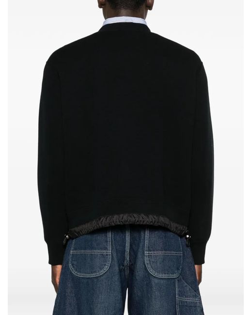 Sacai Black Drawstring Hem Sweatshirt for men
