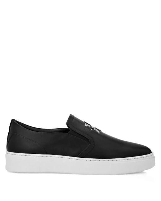 Philipp Plein Black Slip-On-Sneakers Aus Leder