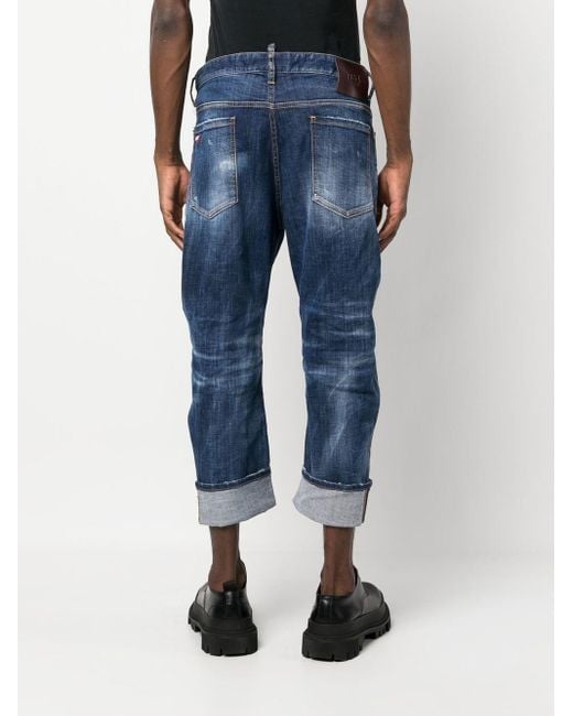 Distressed cropped jeans DSquared² de hombre de color Blue