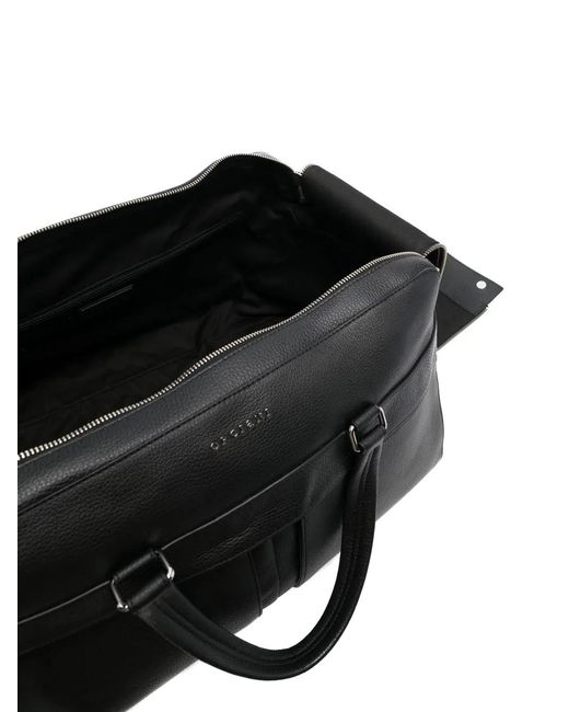 Orciani Black Micron Grained Leather Duffle Bag for men