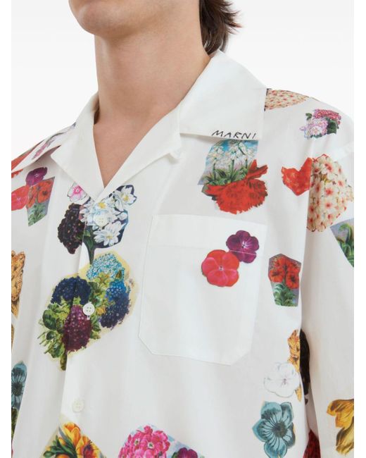 Marni Hemd mit Blumen-Print in White für Herren